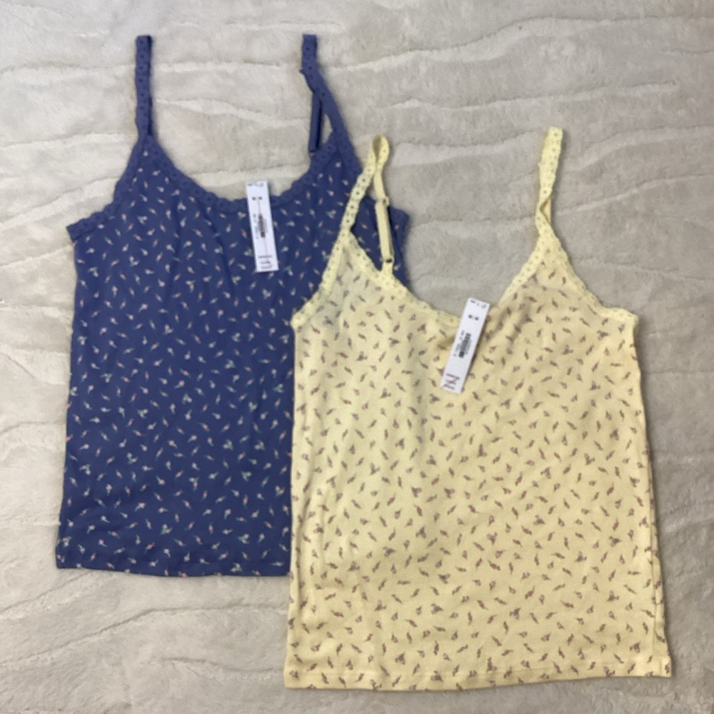 PINK Victoria's Secret Navy and Light Yellow Camisoles, NWT Y2K inspire